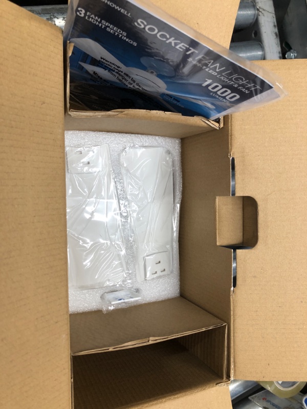 Photo 1 of Bell + Howell Socket Fan Ceiling with Light, Screw into Any Light Socket, with Remote Control