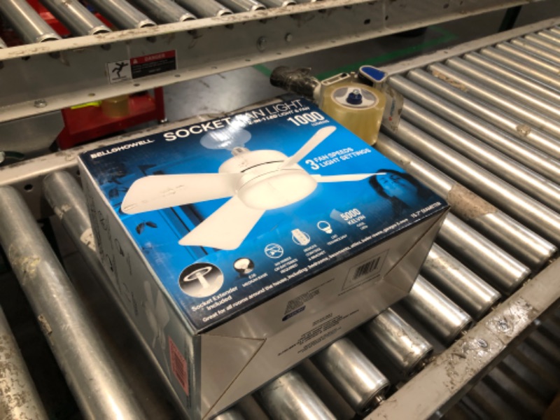 Photo 1 of Bell + Howell Socket Fan Ceiling with Light, Screw into Any Light Socket, with Remote Control