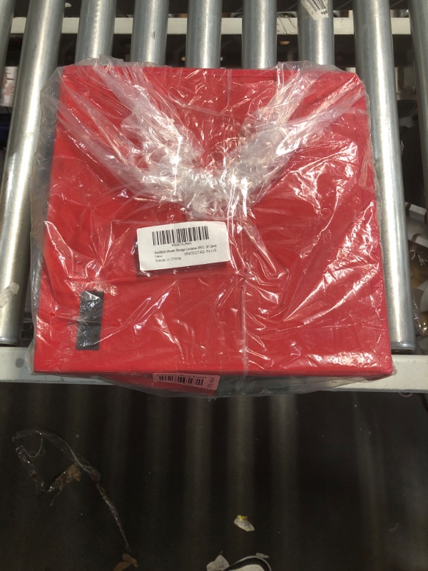 Photo 1 of MaidMAX Christmas Wreath Storage Container 24 inch, Hard Shell Wreath Storage Bag with Inner Pocket, Sturdy Handles and Zippers, 600D Oxford Holiday Ornament Wreath Storage Box (Red, 2pcs)