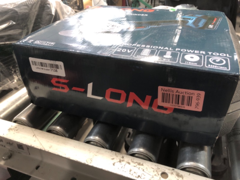 Photo 1 of S-LONG Cordless Angle Grinder with 4.0AH Battery, 20V Power Angle Grinder Tools with Fast Charger, 9000 RPM Brushless Motor Metal Grinder, 4-1/2'' Cutting Wheels, Flap Disc for Cutting