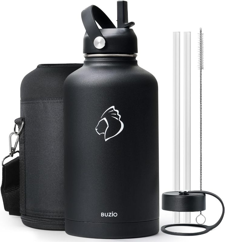 Photo 1 of ***STOCK PHOTO REFERENCE ONLY*** BUZIO Vacuum Insulated Stainless Steel Water Bottle 64oz (Cold for 48 Hrs/Hot for 24 Hrs) BPA Free Double Wall Travel Mug/Flask for Outdoor Sports Hiking, Cycling, Camping, Running
