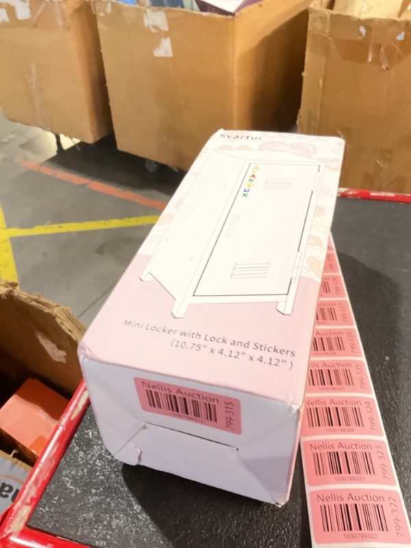 Photo 1 of Svartur Mini Locker with Lock & Keys, Stickers, Metal Small Locker for Desktop, Girls Lockbox Desktop Storage Organizer, Money Safe and Cash Lock Box for Girls Safe, White