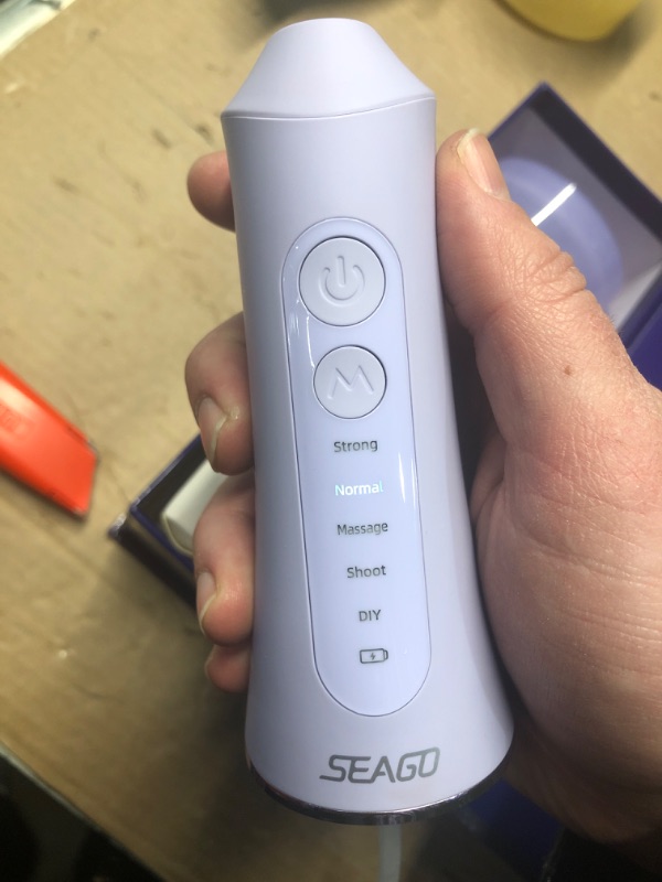 Photo 2 of (MISSING ACCESSORIES __ POWER TESTED) SEAGO Water Dental Flosser Cordless for Teeth, 5 Modes and 7 Nozzles, Dental Water Flosser 300ML, DIY Mode Memory Function, IPX7 Waterproof Dental Flosser, SG8019 Purple