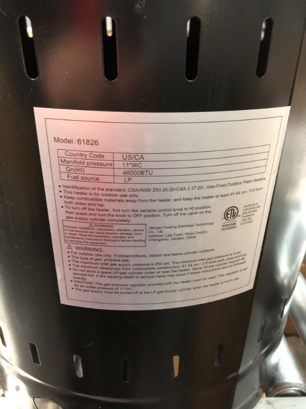 Photo 3 of 48000 BTU Black Propane Patio Heater 


