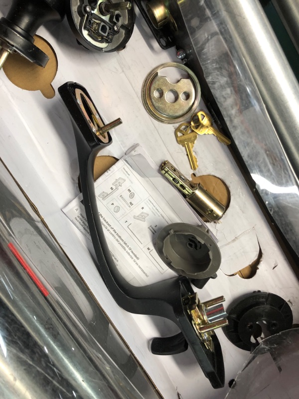 Photo 6 of ***NONREFUNDABLE - DAMAGED - MISSING PARTS - SEE COMMENTS***
Kwikset Prague Front Door Lock Handle and Deadbolt Set, Entry Handleset Exterior with Interior Door Knob, Matte Black, Pick Resistant SmartKey Rekey Deadbolt Security, 98180-026