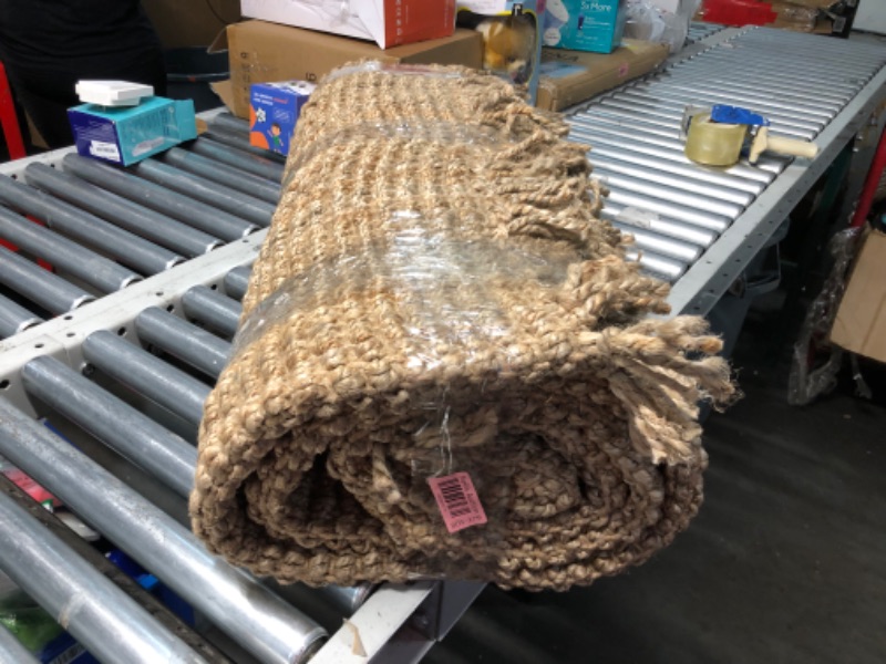 Photo 2 of ***USED - DIRTY - NO PACKAGING - SEE PICTURES***
nuLOOM 6x9 Daniela Jute Tassel Hand Woven Area Rug, Natural, Solid Chunky Farmhouse Design, Natural Fiber, For Bedroom, Dining Room, Living Room, Hallway, Office, Entryway