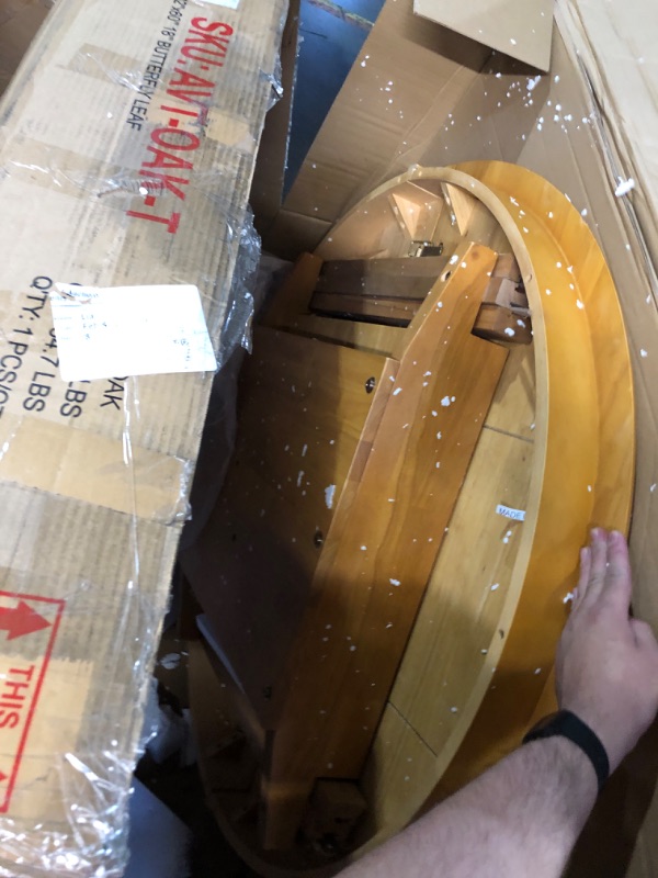 Photo 3 of ***TABLETOP ONLY - MISSING BASE, LEGS, AND MIDDLE TABLE PIECE - SEE PICTURES***
East West Furniture AVT-OAK-TP Avon Modern Kitchen Table - an Oval Dining Table Top with Butterfly Leaf & Pedestal Base, 42x60 Inch, Oak