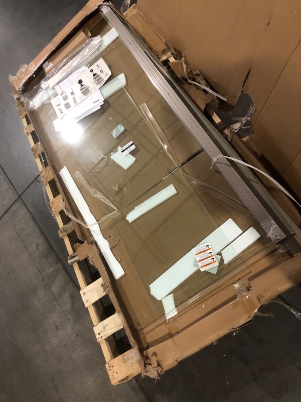 Photo 7 of ***TRUCK/TRAILER PICKUP ONLY - INCOMPLETE - MISSING PARTS - SEE COMMENTS***
56-60” x 76” Frameless Shower Door, 5/16" (8mm) Clear SGCC Tempered Glass, Bathroom Dual Sliding Shower Doors, Brushed Nickel