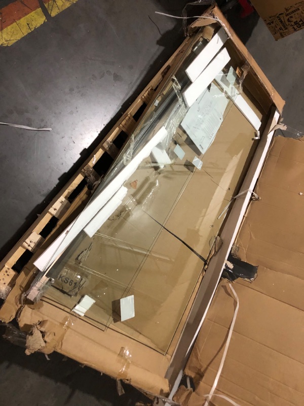 Photo 3 of ***TRUCK/TRAILER PICKUP ONLY - INCOMPLETE - MISSING PARTS - SEE COMMENTS***
56-60” x 76” Frameless Shower Door, 5/16" (8mm) Clear SGCC Tempered Glass, Bathroom Dual Sliding Shower Doors, Brushed Nickel