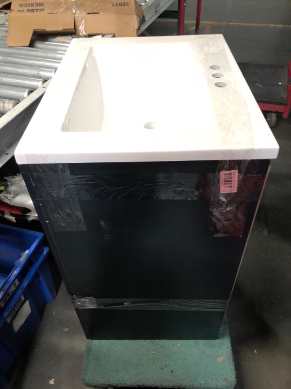 Photo 1 of ***MAJOR DAMAGE - SINK TOP CRACKED - NO PACKAGING - SEE PICTURES***
Spring Mill Cabinets Emlyn 30 Inch Bathroom Vanity with White Single Sink Top, 2-Door Cabinet, 1 Drawer, 30.5" W x 18.75" D x 32.89" H, Admiral Blue