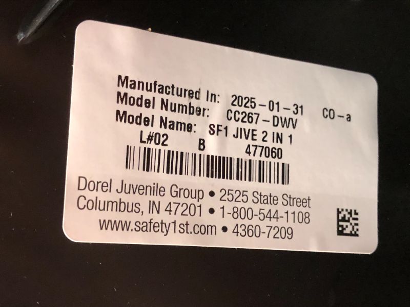 Photo 1 of ***NO PACKAGING - INCOMPLETE - MISSING CUPHOLDERS, STRAPS, AND CUSHIONS - SEE PICTURES***
Safety 1st Jive 2-in-1 Convertible Car Seat