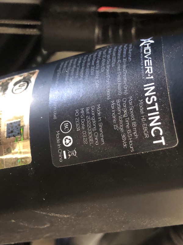Photo 1 of ***USED - INCOMPLETE - NO PACKAGING***
Hover-1 Instinct Electric Bike with 350W Motor, 15 mph Max Speed, 26” Tires, and 40 Miles of Range E-Bike