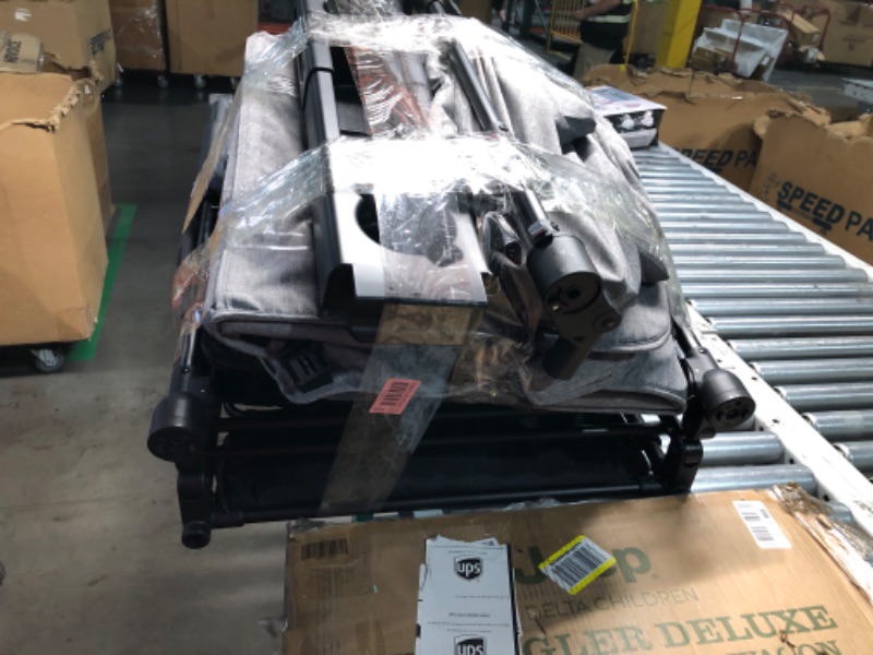 Photo 1 of ***INCOMPLETE - NO PACKAGING - SEE COMMENTS***
Jeep Wrangler Deluxe 4 Seater Stroller Wagon by Delta Children - Premium Quad Stroller Wagon for 4 Kids with Convertible Seats, Adjustable Push/Pull Handles, Removable Canopy & Flat Fold, Grey