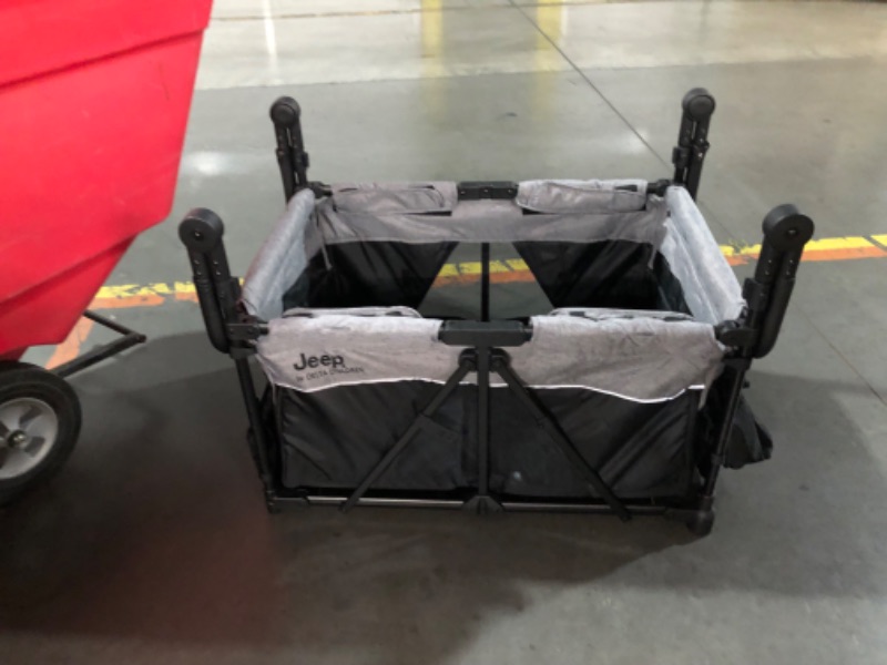 Photo 1 of ***INCOMPLETE - NO PACKAGING - SEE COMMENTS***
Jeep Wrangler Deluxe 4 Seater Stroller Wagon by Delta Children - Premium Quad Stroller Wagon for 4 Kids with Convertible Seats, Adjustable Push/Pull Handles, Removable Canopy & Flat Fold, Grey