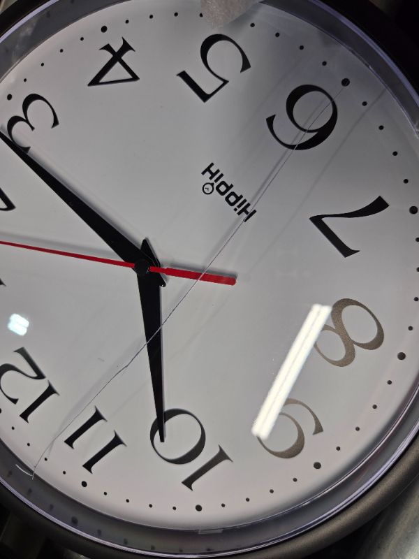 Photo 1 of ***DAMAGED - ONE CLOCK IS CRACKED - SEE PICTURES - UNABLE TO TEST***
HIPPIH 2 Pack Silent Wall Clock, 10 Inch Non Ticking Quiet Digital Sweep Decorative Battery Operated Wall Clocks for Living Room Bedroom Kitchen School Office Decor, Black
