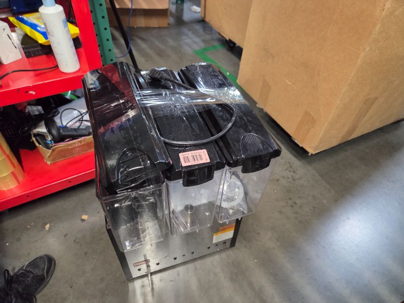 Photo 1 of ***NONREFUNDABLE - MAJOR DAMAGE - SEE COMMENTS***
VEVOR Commercial Beverage Dispenser, 3 Tanks 10 L / 10.6 QT Per Tank Juice Dispenser, 440W Stainless Steel Ice Tea Drink Machine with 45°F-54°F Cooling Temperature, for Cold Drink Restaurant Bar Party