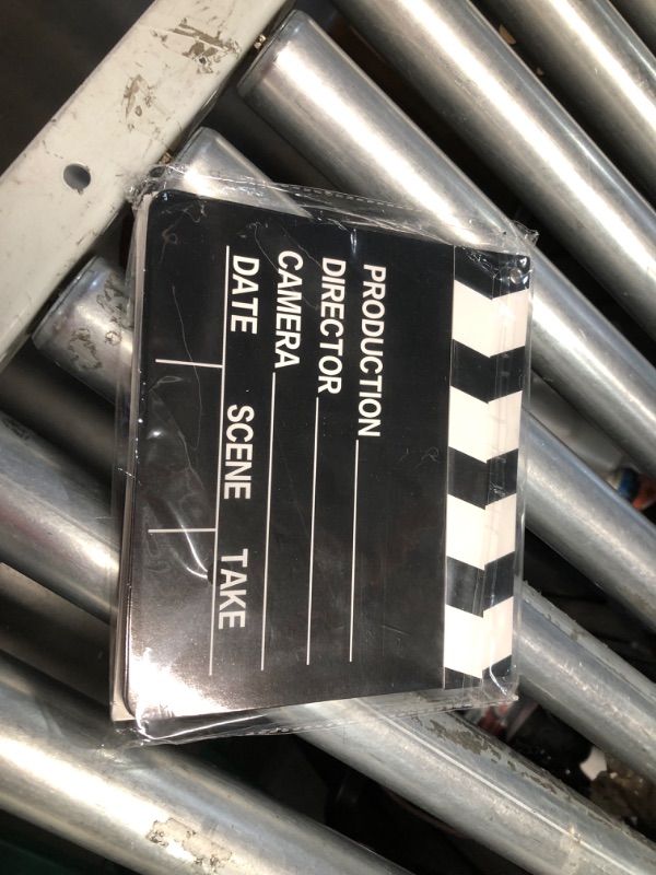 Photo 1 of 10 Pieces Movie Film Clap Board, 7 x 8 Inch Cardboard Movie Clapboard Movie Directors Clapper Writable Cut Action Scene Board for Movies Films Photo Props (White)