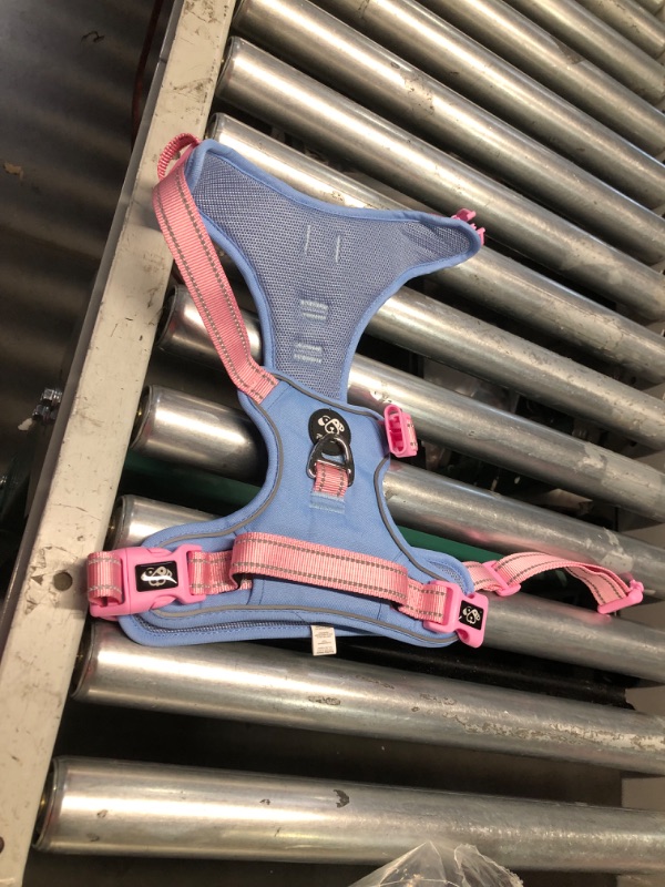 Photo 1 of (XL DOGS) (BAGGED)  PHOEPET No Pull Dog Harness, Unique Colors Reflective Adjustable Dog Vest, with Soft Training Handle Metal Clips for Small Medium Large Dogs (Baby Blue Base & Pink Straps,XL)