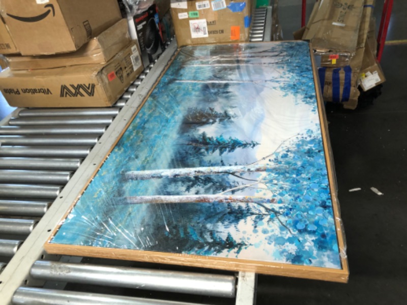 Photo 1 of ***FACTORY SEALED***Blue Painting Wall Art forest Picture for Living Room Black and white Home Bedroom Decoration Modern Framed Artwork Decor