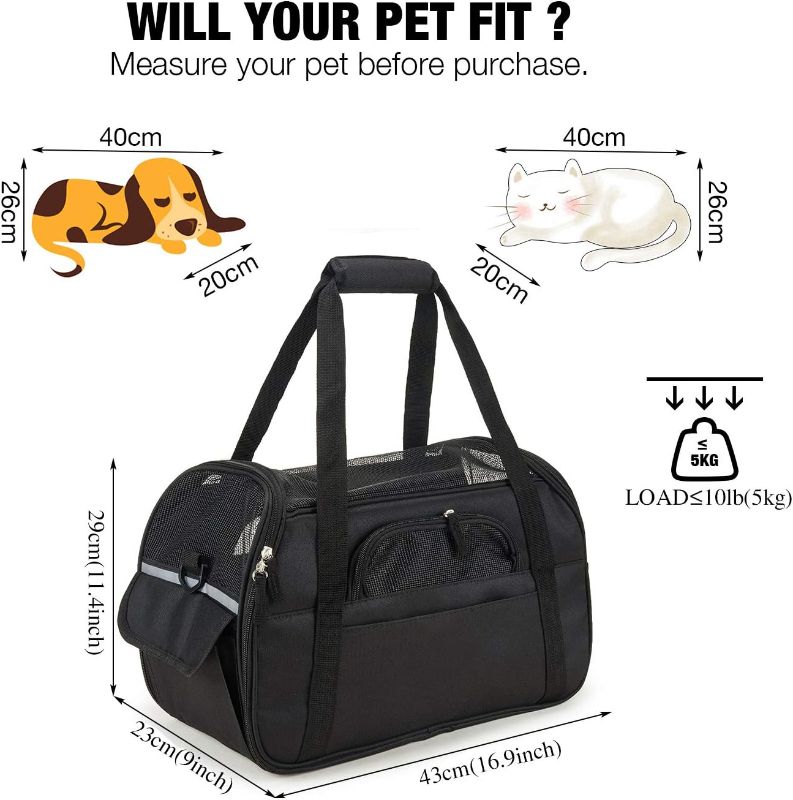 Photo 3 of (BAGGED) Dog Carrier for Small Dogs, Soft Sided Pet Carrier Bag with Pockets, Breathable Mesh and Soft Cushion, Portable Medium Dog Puppy Large Cat Travel Handbag Tote for Hiking Traveling Outdoor Max 12 lbs