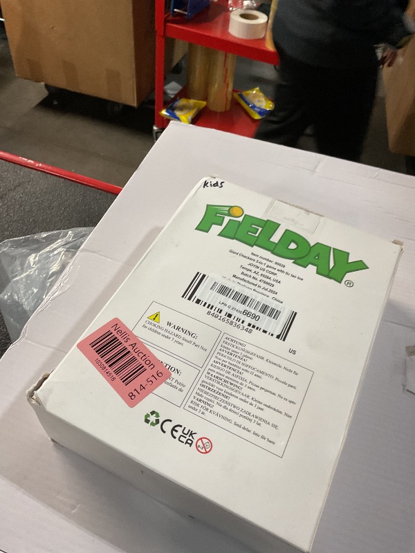 Photo 1 of 3-in-1 Vintage Giant Checkers, Tic, Tac, Toe, Game with Reversible Mat, 24 Chips, Family Board Game, Lawn Game, BBQ Party Favor, Indoor and Outdoor Activity for Kids and Adults