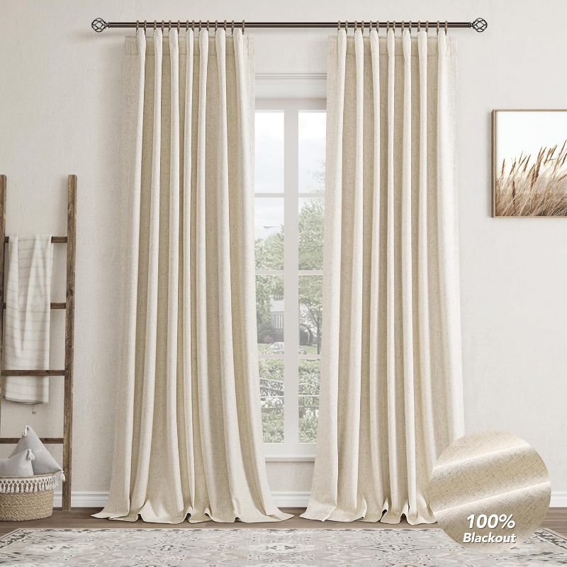 Photo 1 of ***STOCK PHOTO REFERENCE ONLY*** BEIGE ROD POCKET CURTAINS 2 PANEL 52 x 105