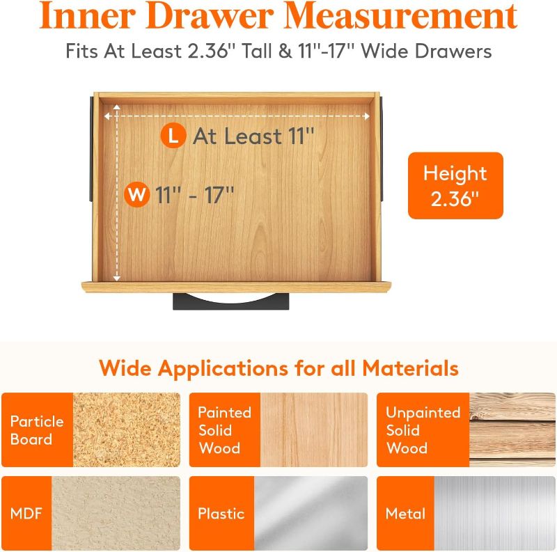 Photo 3 of (FAIR) Lifewit 8 Pack Kitchen Drawer Dividers 2.36" High, 11"-17" Adjustable Drawer Organizer for Utensils/Clothes/Makeup, Plastic Expandable Separators in Dresser/Bedroom/Bathroom/Office Storage