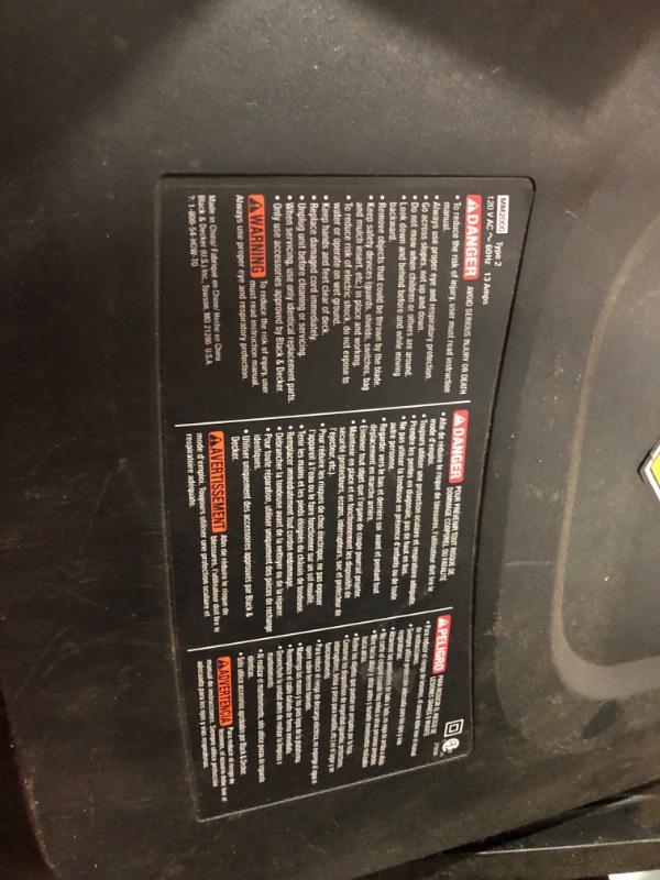 Photo 4 of ***HEAVILY USED AND DIRTY - NO PACKAGING - UNABLE TO TEST - SEE PICTURES***
BLACK+DECKER Lawn Mower, Corded, 13-Amp, 20-Inch (MM2000)