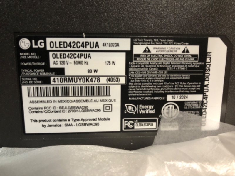 Photo 1 of LG 42-Inch Class OLED evo C4 Series Smart TV 4K Processor Flat Screen with Magic Remote AI-Powered with Alexa Built-in (OLED42C4PUA, 2024)
