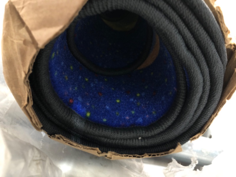 Photo 1 of Flagship Carpets Sitting Spots Seating Oval Area Rug for Children's Classroom or Kids Playroom, and Home Learning Carpet, Seats 30, 10'6" x 13'2", Blue