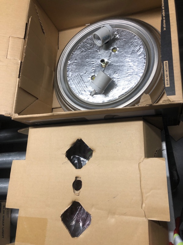 Photo 1 of 13 in. 2-Light Brushed Nickel Flush Mount