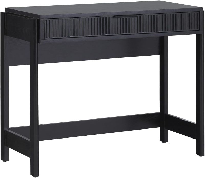 Photo 1 of **NEW OPENED TO INSPECT**
Walker Edison Transitional Office Design, Reeded Drawer Front Detail, Writing Desk with Drawer, Spacious Desktop, Complementary in Living Spaces, 38”W x 16.75”D x 30”H, Black