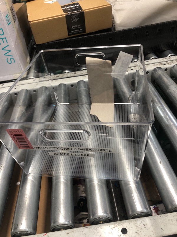 Photo 1 of **MINOR DAMAGE PREV USED**
Isaac Jacobs XL Clear Storage Bins with Handles, Plastic Organizer for Office, Home, Kitchen, Pantry, Closet, Kids Room, Cube Shelf, Non-Slip Container Set