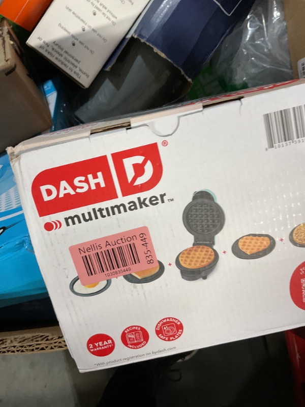 Photo 1 of DASH Multimaker Mini System - Waffle Maker with Six 4” Removable Plates & Storage Case: Waffle Iron & Griddle, 4-in-1 Mini Waffle Maker for Kids and Families – Nonstick Surface, Just Add Batter (Aqua)