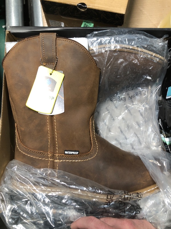 Photo 2 of (FAIR/SIZE 11) SUREWAY 10" Men's Soft/Steel Toe Waterproof Wellington Work Boot,Heavy Duty Pull On Leather Work Boots,Goodyear Welted,Full Grain Leather,Industrial Safety boot Classic Cowboy Boot,EH Rated