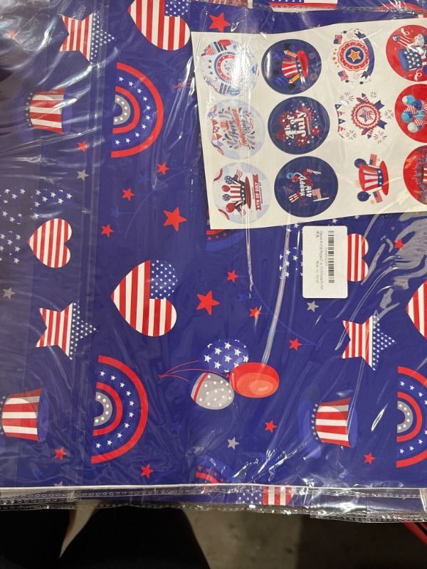 Photo 2 of Mpanwen 4th of July Wrapping Paper for Memorial Day, 8 Sheets Patriotic Wrapping Paper Gift Wrap for Independence Day - 27 x 39.5 Inches Per Sheet