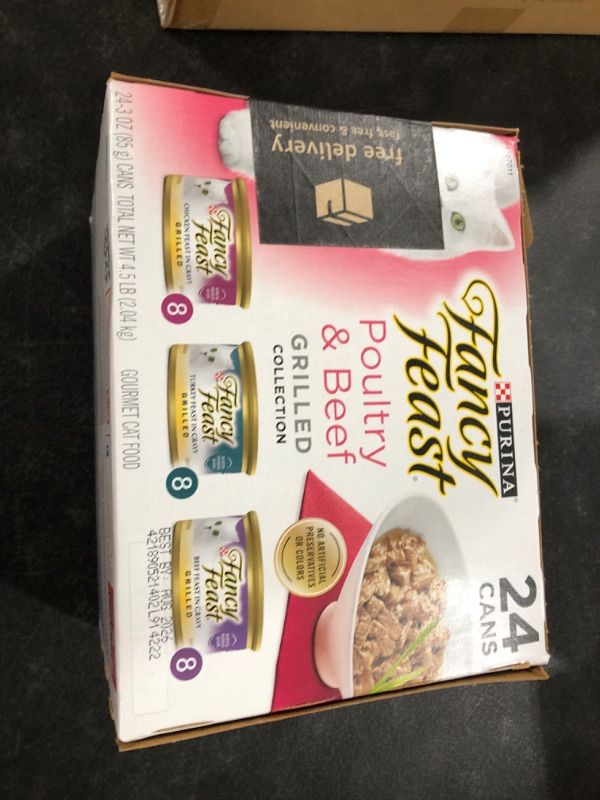 Photo 2 of Purina Fancy Feast Grilled Gourmet Wet Cat Food Chicken, Turkey  Beef Collection - 4.5lbs/24ct Variety Pack ( BB Aug / 2026 )  