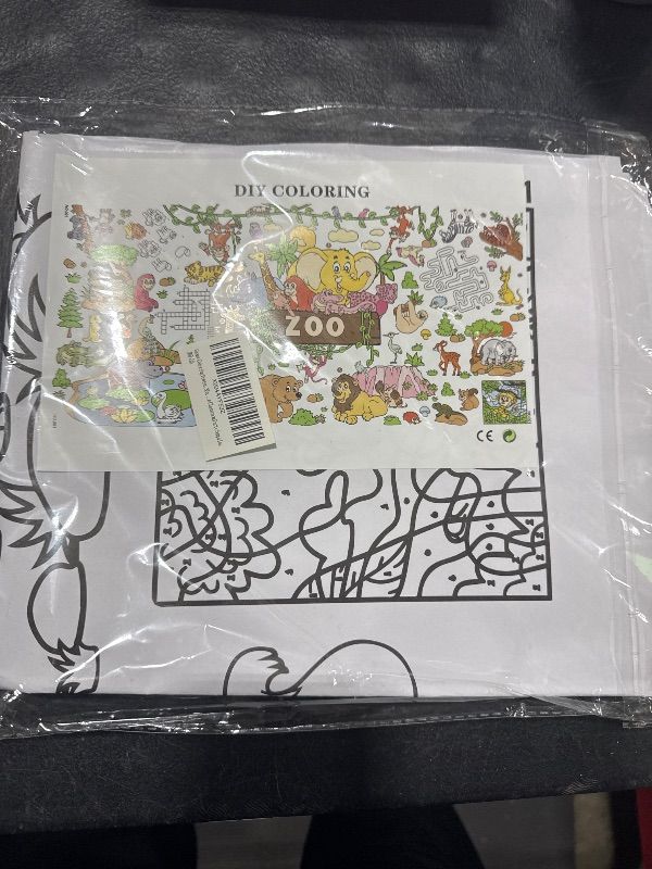 Photo 1 of Giant Coloring Poster,35x72Inch Zoo Animal Activity Drawing Paper Coloring Table Cover,DIY Zoo Poster Table Cloth Art Crafts Coloring Mat for Kids,Home Classroom Party Decorations Suppiles