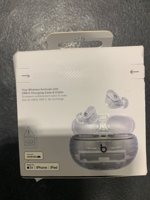 Photo 3 of **SEALED** OPENED FOR PICTURES - Beats Studio Buds + | True Wireless Noise Cancelling Earbuds, Enhanced Apple & Android Compatibility, Built-in Microphone, Sweat Resistant Bluetooth Headphones, Spatial Audio - Transparent