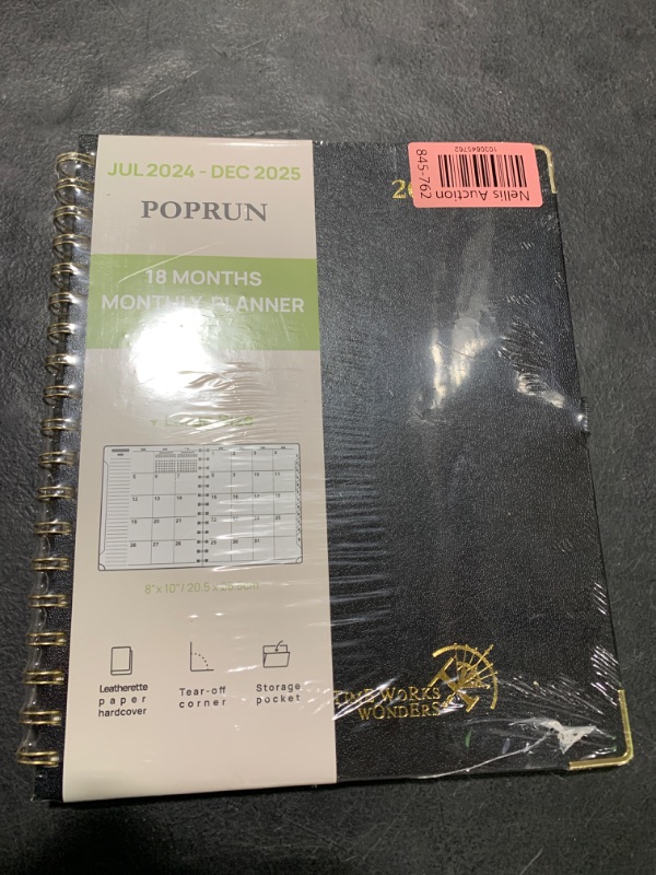 Photo 2 of POPRUN Monthly Planner 2024-2025 Spiral Bound (8'' x 10'') 18 Months Calendar (Jul 2024 - Dec 2025) - 4 Pages per Month with Monthly Dotted Note Pages, Sunday Start, HardCover - Black