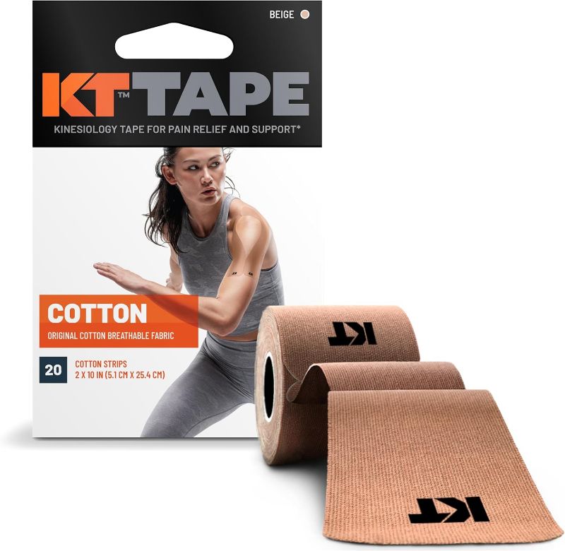 Photo 1 of KT Tape, Original Cotton, Elastic Kinesiology Athletic Tape, 20 Count, 10” Precut Strips
