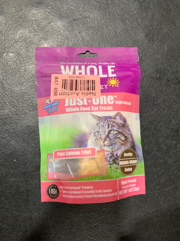 Photo 2 of Whole Life Pet Just One Salmon Freeze Dried Cat Treats - Human Grade Cat Food Toppers, High Protein Cat Snacks, Freeze Dried Salmon Cat Toppers for Food, USA Made Natural Cat Treats - 1 oz (Pack of 1) - BBD 09/2026