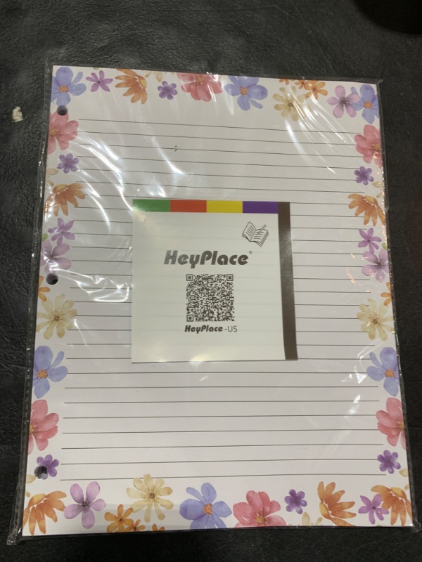 Photo 2 of HEYPLACE 100 Sheets Letter Writing Paper, 8.5" x 11" 3-Hole Lined Paper Wide Ruled Loose Leaf Paper for Women Girl Work Home School