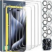 Photo 1 of Ferilinso 4 Pack Screen Protector for iPhone 15 Pro Max, with 4 Pack Tempered Glass Camera Lens Protector, Phone Case Friendly Ultra Accessories Protector de Pantalla for Apple iPhone 15 Pro Max