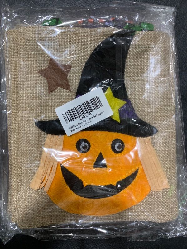 Photo 2 of DBPBToU 7.5“ Halloween Trick or Treat Bags, 4 Pack Cotton Linen Halloween Candy Bags for Halloween Party Favors, Halloween Bags for Halloween Decorations Halloween Goodie Bags
