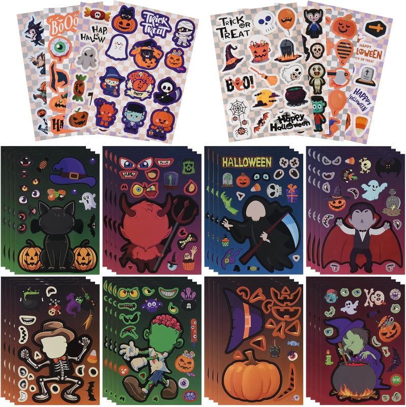 Photo 1 of Halloween Stickers for Kids 56 Sheets,Halloween Crafts Make Your Own Halloween Stickers for Halloween Goodie Bag Fillers Halloween Toys Party Favors Supplies Classroom Prizes Halloween Gifts for Kids
