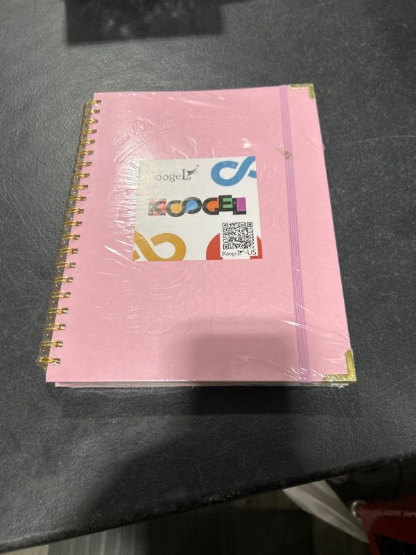 Photo 2 of Koogel Pink Spiral Notebook A4, Hardcover Notebook College Ruled Journal with Corner-Protectors 150 Sheets/300 Pages for Women Gift Home Office School 