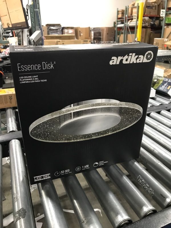 Photo 3 of Artika Essence Disk 13 in. Chrome Modern LED Flush Mount Ceiling Light