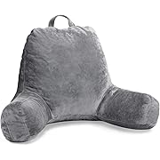 Photo 1 of  Reading Pillow for Sitting in Bed Adult, Velvet Back Pillow for Bed Sitting Up, Backrest Back Support Chair Pillow, College Dorm Essentials for Girls and Boys, Dark Grey