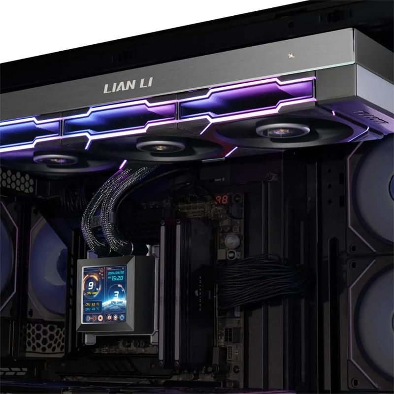 Photo 1 of Lian-Li HydroShift LCD 360TL Performance 360mm All-In-One ARGB CPU Liquid Cooler - ARGB Light Strip - Black
